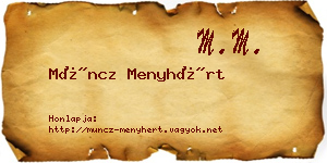 Müncz Menyhért névjegykártya